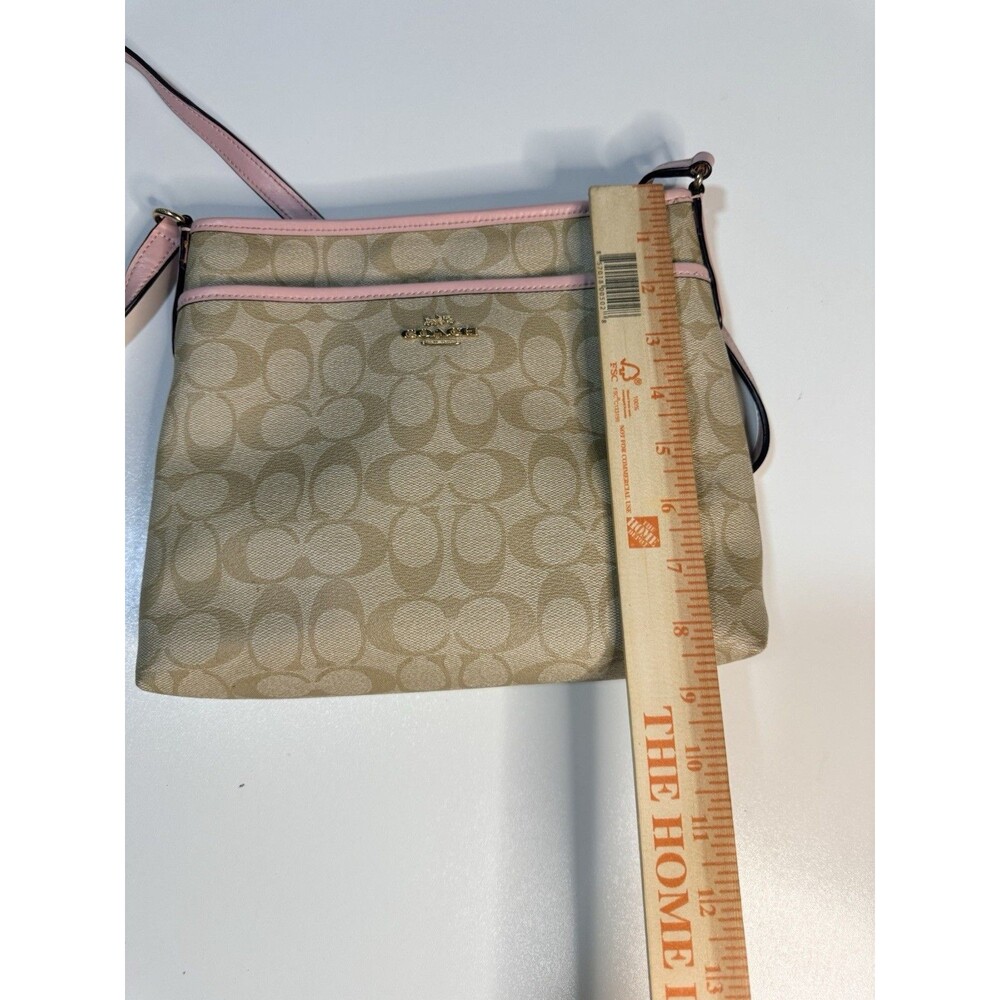 Coach Beige Signature Crossbody with Pink Trim - Picture 5 of 16